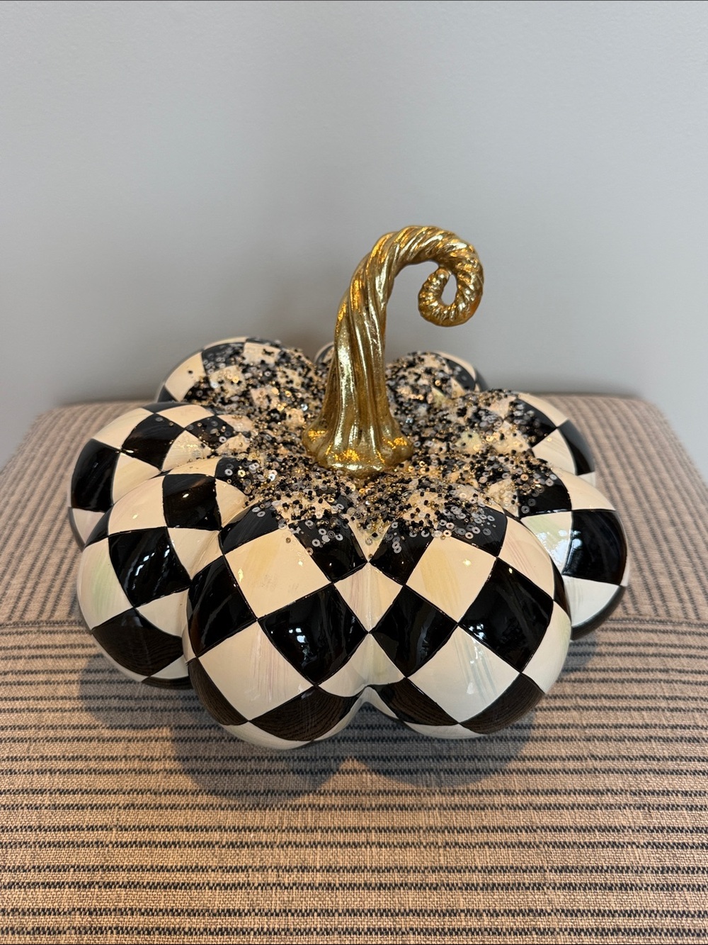 MacKenzie-Childs Harlequin Beaded Pumpkin-New in Box